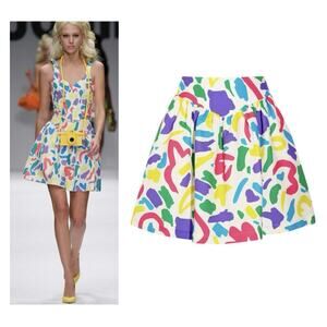 Moschino California Dream Barbie Jacquard Mini Skirt 38 Memphis Print 38 Runway